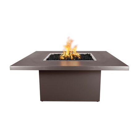 The Outdoor Plus 60 Square Bella Fire Table, Powder Coated Metal, Java, Spark Ignition with Flame Sense, Natural Gas OPT-BELPC60FSEN-JAV-NG